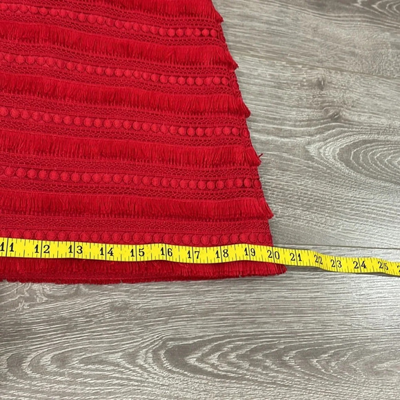 NWOT J. Crew Red Tiered Fringe Exposed Zipper Mini Skirt 0P - Picture 7 of 13